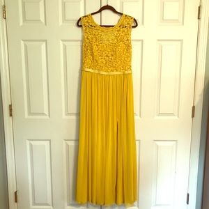 Long Bridesmaid Dress with Lace Bodice